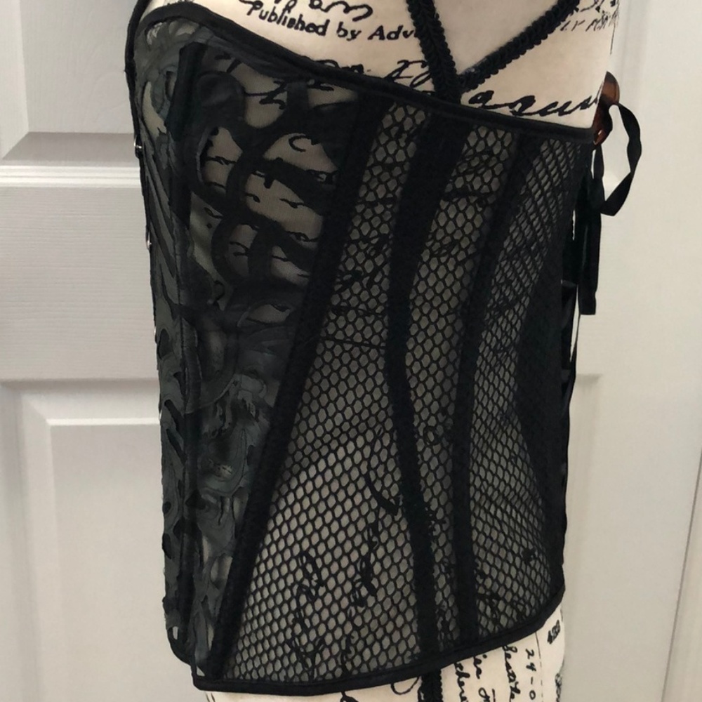 Charmian black stretch fishnet corset - Picture 3 of 6